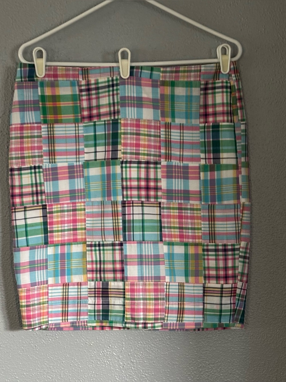 Talbots Pastel Plaid Patchwork Straight Pencil Skirt Womens Size 10